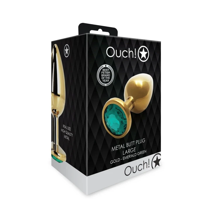 Zatyczka analna Ouch! - Duża, metalowa, wodoodporna, z kryształową podstawą