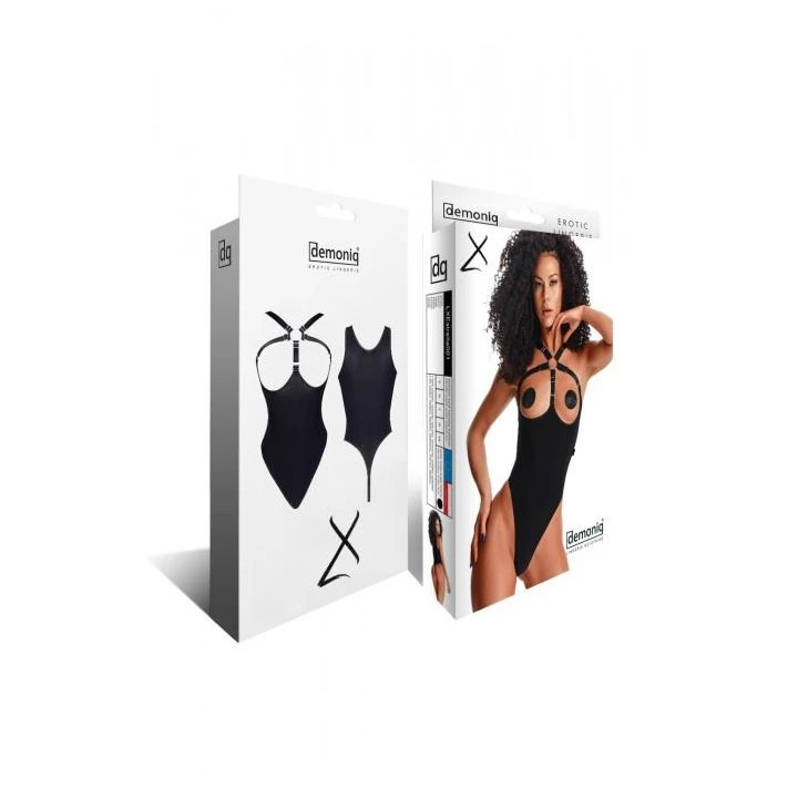 Body DEMONIQ Kolekcja Lady X Estrella, czarny z metalowymi detalami, elastyczny materiał