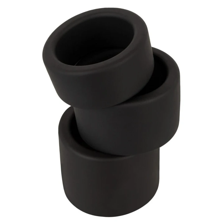 Pierścień na jądra Erecto - 3-częściowy zestaw, elastyczny silikon, rozmiary 2-4 cm