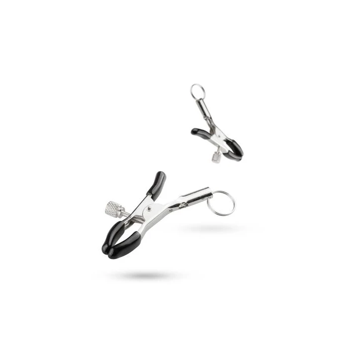 Zaciski na sutki EasyToys z regulacją ciśnienia, metalowe, srebrne, 2 sztuki