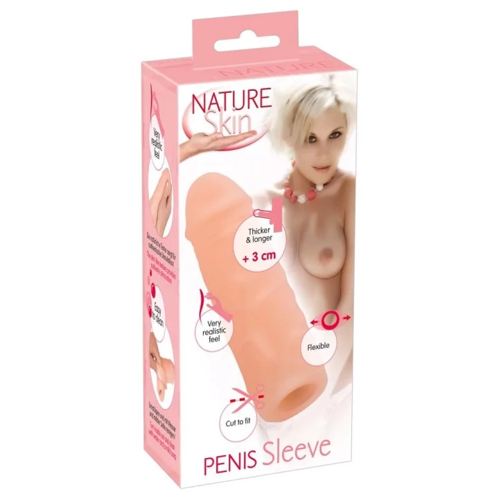 Osłona penisa Nature Skin - TPR, długość 15,5 cm, średnica wewnętrzna 2 cm
