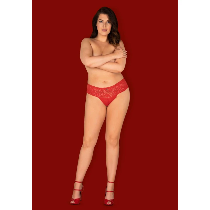 Figi damskie Blossmina 4XL/5XL, koronkowe, elastyczne, intensywna czerwień