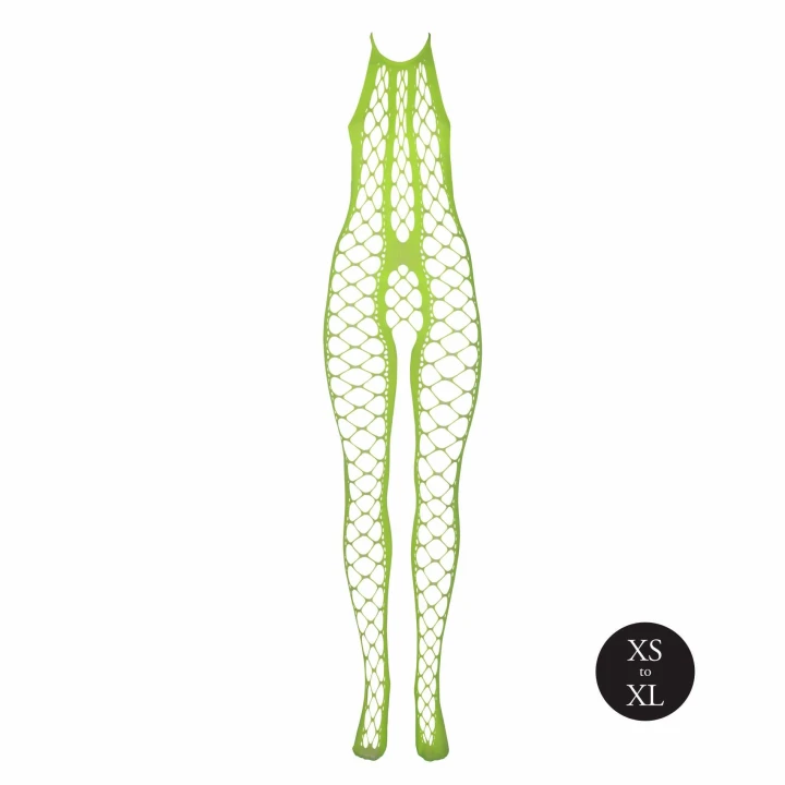 Bodystocking UV aktywowany - Neonowa Zielona - Halter, Elastyczny, XS/XL