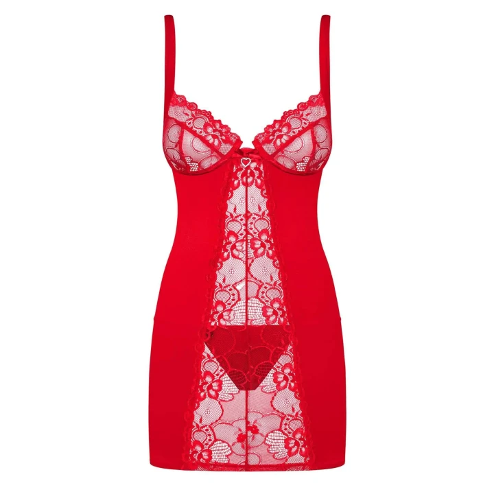 Koszulka nocna OBSESSIVE Heartina S/M, koronkowe miseczki, regulowane szelki