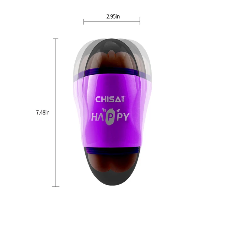 Masturbator Happy Cup T-Skin z realistycznymi otworami pochwy i anusa, 19cm