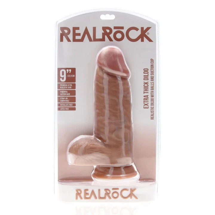 Dildo RealRock, PVC, 23 cm długości, extra grube, realistyczne detale