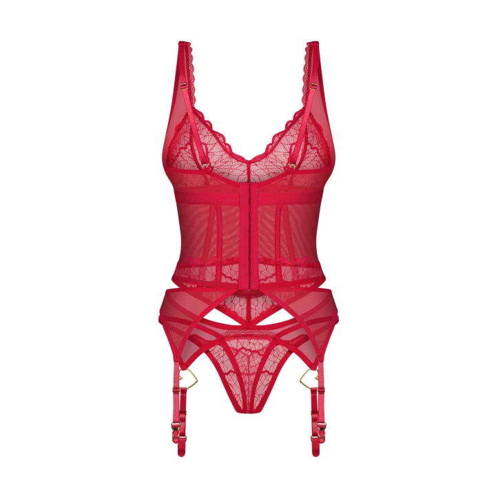 Gorset OBSESSIVE, elastyczny materiał, regulowane ramiączka, dwuczęściowy zestaw 2XL/3XL