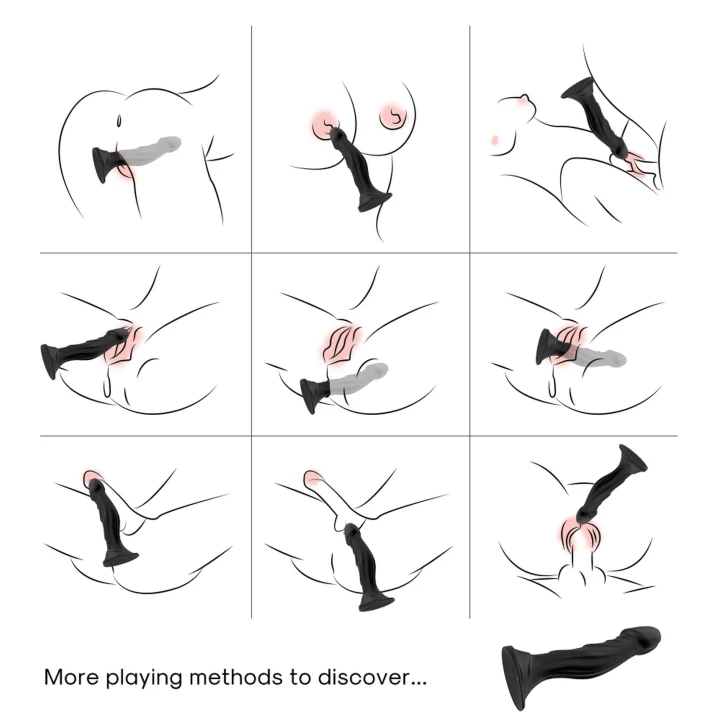 Dildo Optimus Black, medyczny silikon, 9 trybów wibracji, wodoodporny