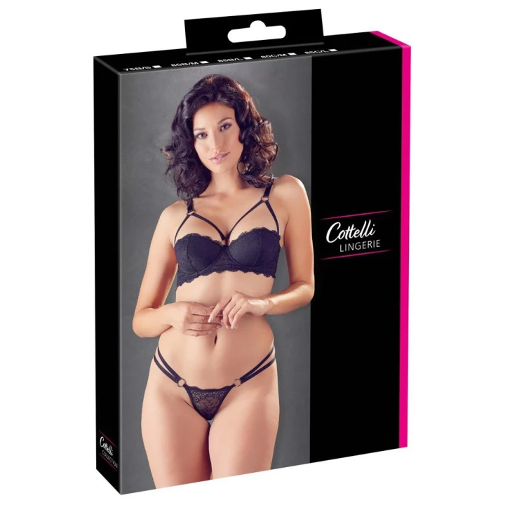 Biustonosz i stringi COTTELLI LINGERIE, elegancka koronka, fiszbiny, komfort
