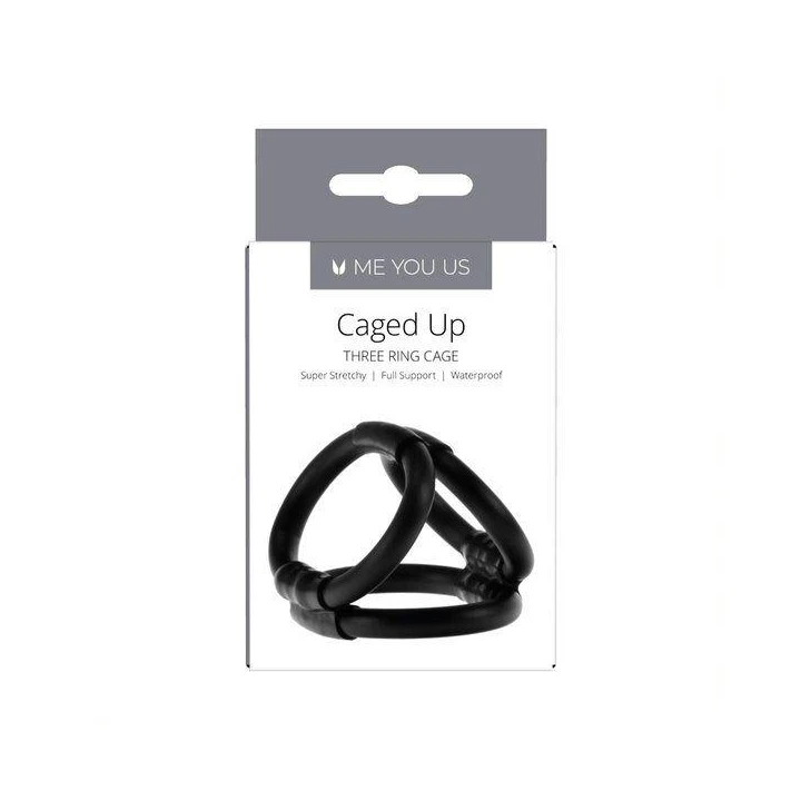 Pierścień erekcyjny Me You Us, caged, czarny, materiał TPE, wydłużający orgazm