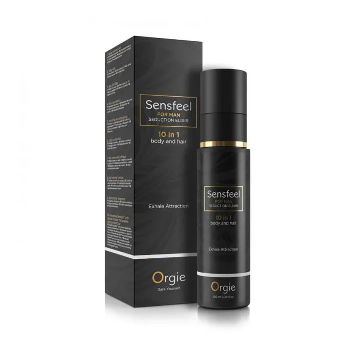 Eliksir uwodzenia dla mężczyzn Sensfeel 10w1, 100ml - naturalne feromony, nawilżenie ciała i włosów
