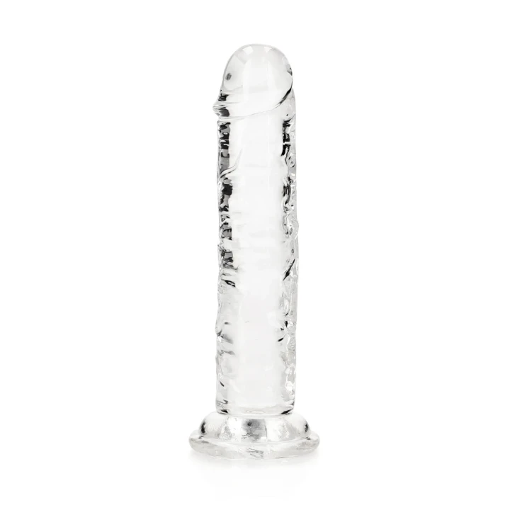 Dildo REALROCK CRYSTAL CLEAR - 6,1''/15,5 cm, przyssawka, bez ftalanów, wodoodporne