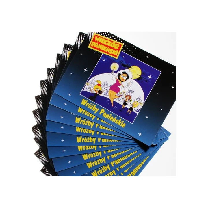 Gra towarzyska - Wróżby Panieńskie z 12 zadaniami, poręczne opakowanie 11x8 cm