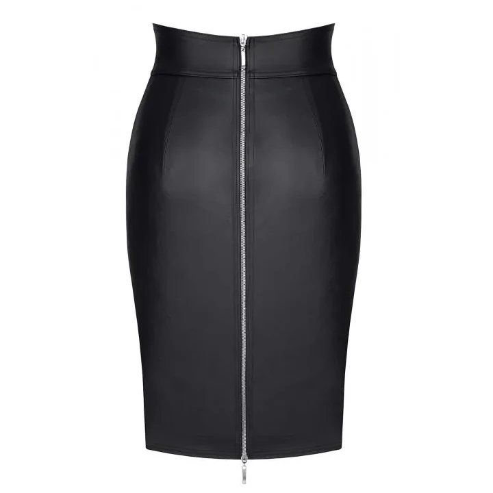 Spódnica ekoskórna BRFEDERICA001, DEMONIQ Kolekcja Silver Touch, czarna, elastyczna, długi zamek, rozmiar S