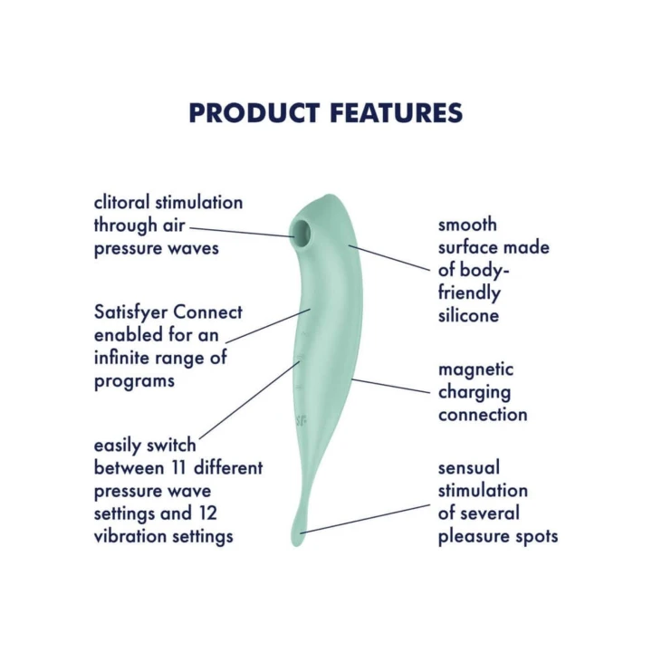 Wibrator punktowy Satisfyer Connect App z 2 silnikami, 11 intensywności fal ciśnienia