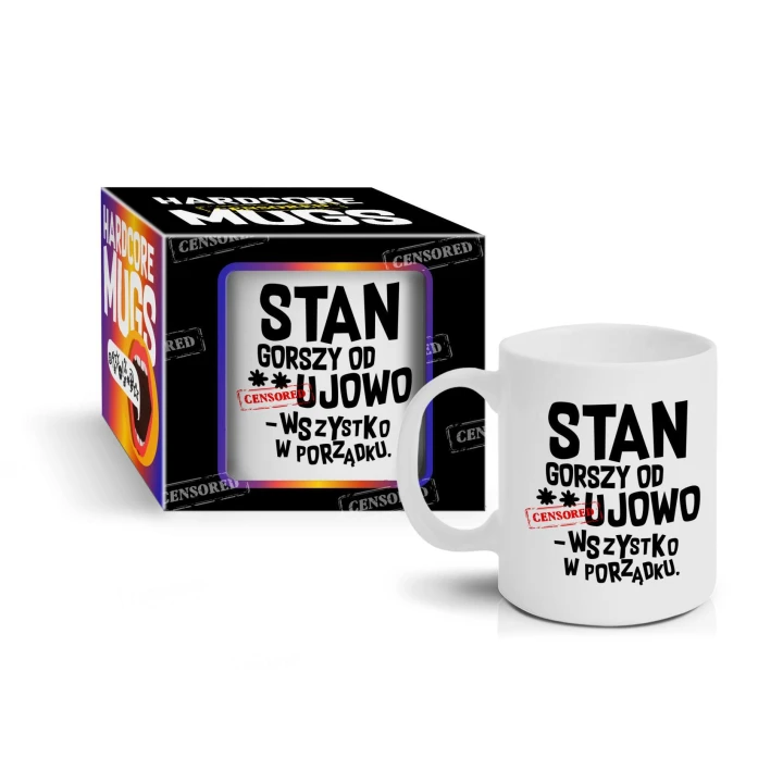 Kubek ceramiczny HARDCORE MUGS Boss 300ml, stan gorszy, wymiary 11,3x8,8x11 cm