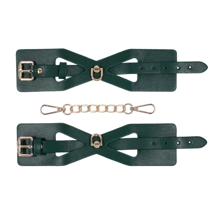 Kajdanki — Emerald Luxe, wycięcia | miękka podszewka | regulowana sprzączka