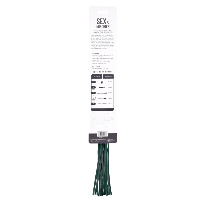 Packa do impact play Indica Dual Impact — sztywna końcówka + paski eko-skóry, zielono-złota