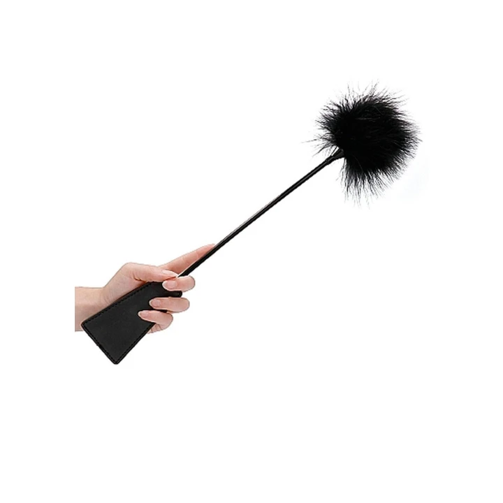 Paczka do dominacji Ouch! - Czarna, z piórami, mocny materiał, 2 w 1