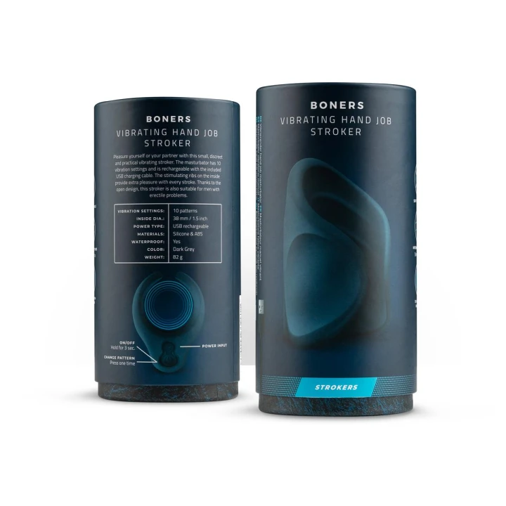 Masturbator z wibracjami Boners, silikonowy, 10 trybów, wodoodporny