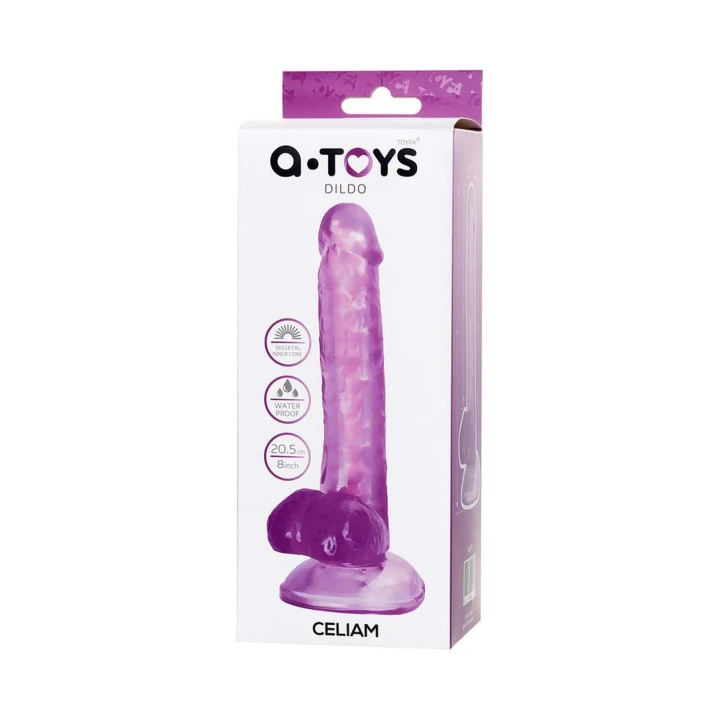 Dildo A-Toys Celiam, TPE, elastyczny, z przyssawką, długość 20,5 cm, fioletowy