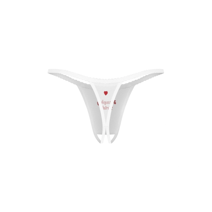 Stringi otwarte OBSESSIVE Naughty Bride, crotchless, haftowane S/M