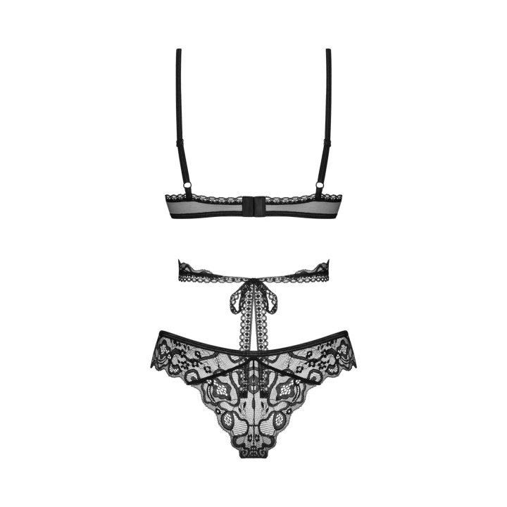 Komplet bielizny koronkowej OBSESSIVE XL/2XL, regulowane ramiączka, czarny, elegancki design