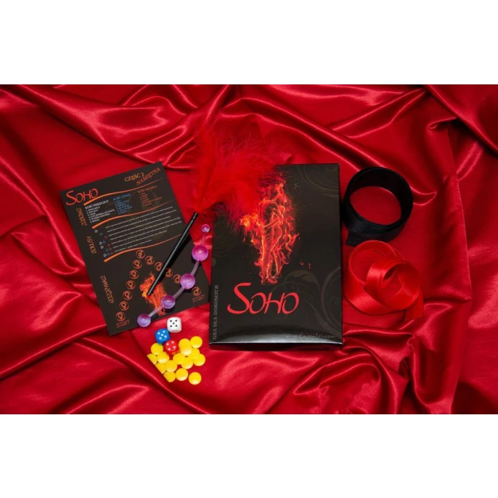 Gra erotyczna SOHO z kostkami, opaską na oczy i kulkowym dildo do wspólnych przygód