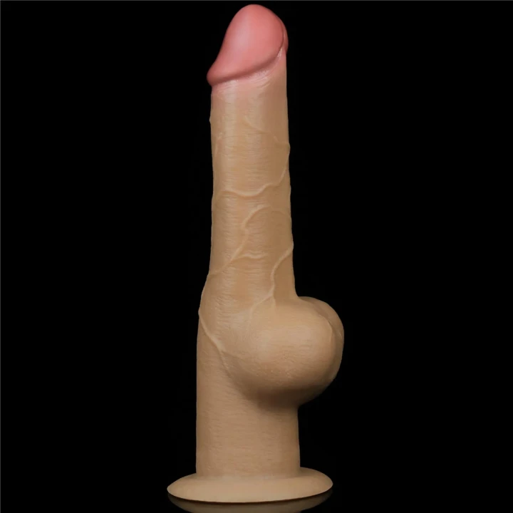 Dildo - Love Toy, dwuwarstwowy silikon, uchwyt, przyssawka 7,9 cm, długość 24 cm