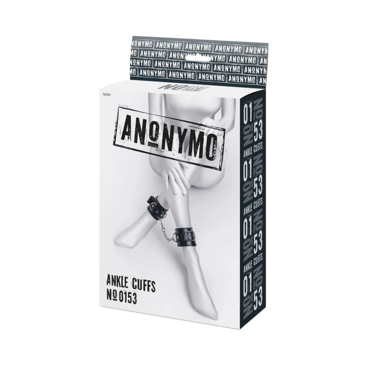 Kajdanki kostkowe Anonymo, PU skóra, czarne, regulowane, 26.5 cm