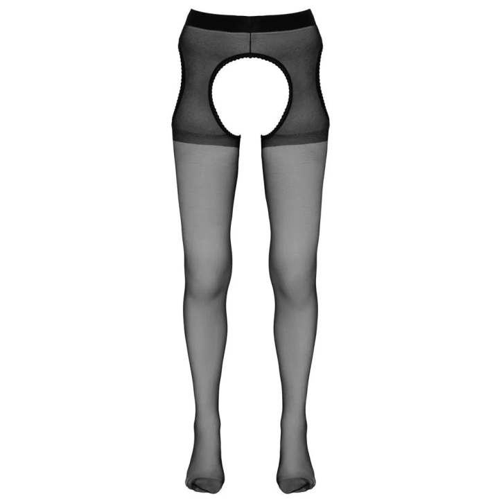Rajstopy do pończoch COTTELLI LINGERIE z koronkową obwódką w kolorze czarnym S/M