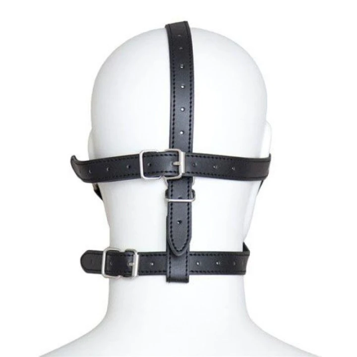 Uprząż do twarzy z maską na oczy i kneblem, Ekoskóra, Total Head Harness Restraint