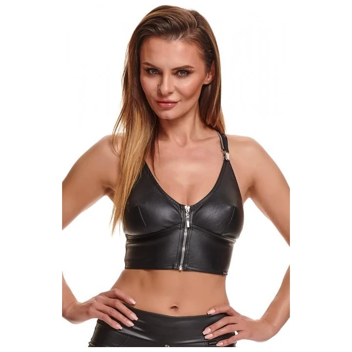 Top elastyczny BRZITAI001 czarny, profilowane miseczki, odpinane szelki, M