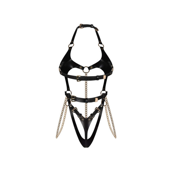 Body OBSESSIVE – skóra ekologiczna, złote łańcuszki, regulowane paski