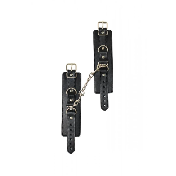 Kajdanki PVC Party Hard z metalowymi karabińczykami, 23 cm, regulowane rozmiary