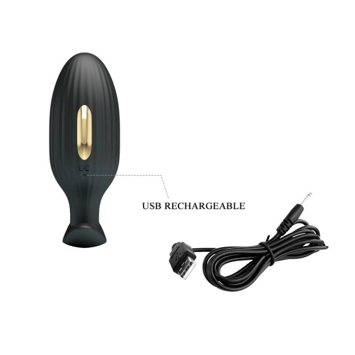 Korek analny Pretty Love Jefferson – 12 funkcji, USB, sterowanie aplikacją, czarny