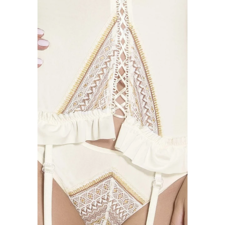 Gorset CASMIR, mikrofibra, regulowane ramiączka, kolor kremowy S/M