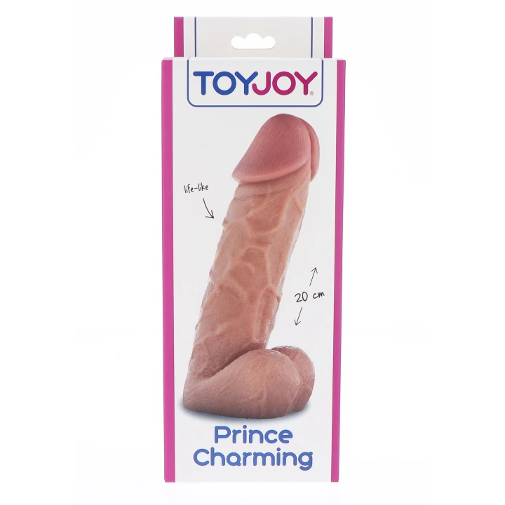 Dildo Prince Charming 20 cm, realistyczna faktura, PHTHALATE FREE PVC, 5.5 cm średnica