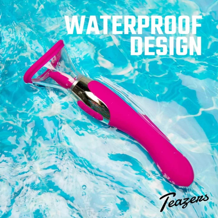 Pompka stymulująca z wibratorem G-spot, Różowa, 10 trybów wibracji, wymienne nakładki