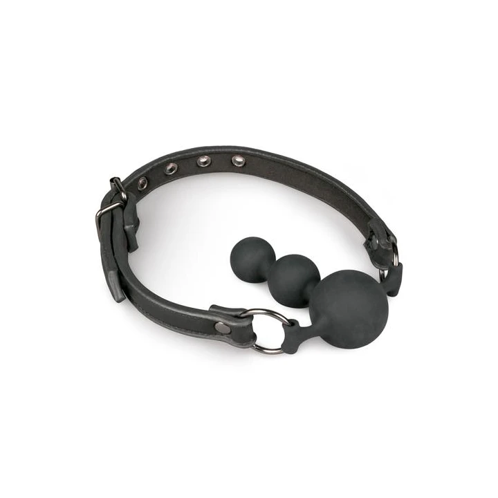 Knebel-Ball Gag z silikonowymi kulkami, regulowany pasek, czarny, 145 g