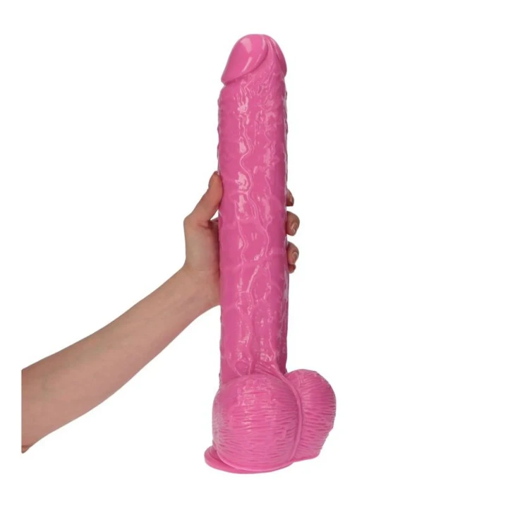 Dildo - Włoski Styl 15,5'' z Przyssawką, Różowy, 40 cm, 7 cm Średnicy