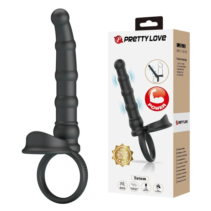 Pierścień erekcyjny PRETTY LOVE - Tatum, 10 wibracji, z wtyczką analną 17,8 cm