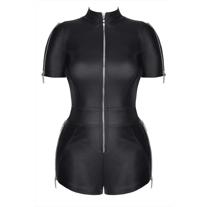 Kombinezon militarno-elegancki DEMONIQ Kolekcja Black Rose 2.0, ekoskóra, czarny, S