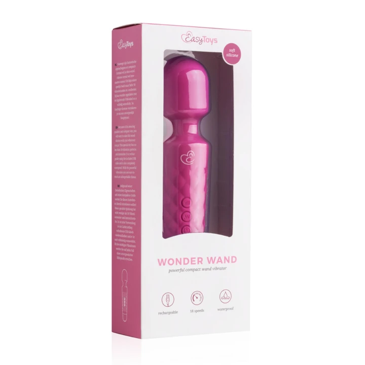 Masażer łechtaczkowy EasyToys Mini Wand - różowy, 18 trybów, wodoodporny