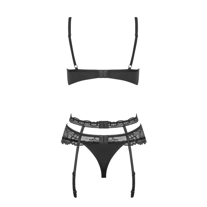 Bielizna erotyczna Heartina, OBSESSIVE, 3-częściowy komplet, koronkowy, L/XL