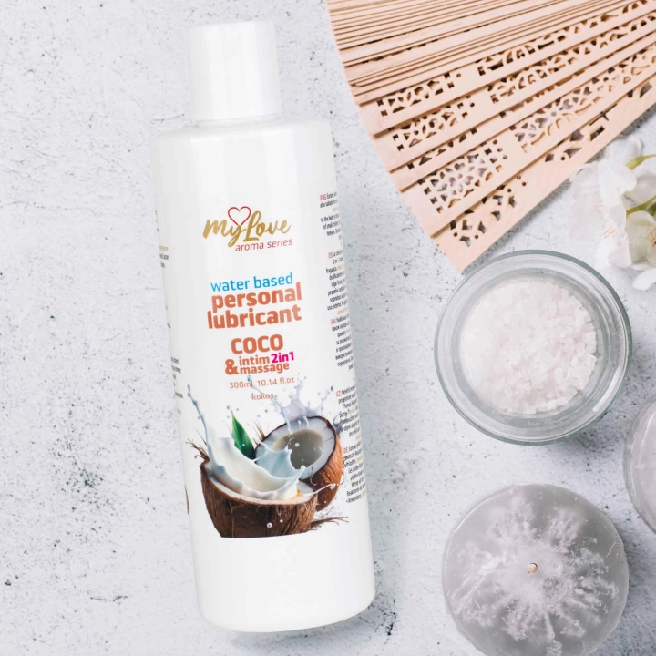 Preparat intymny i do masażu MyLove Aroma Series Kokos, wodny, 2w1, 300 ml