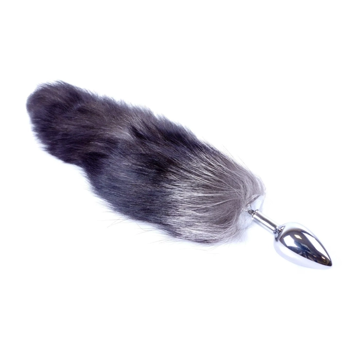 Wtyczka analna Plug-Fox TAIL XXL, stal nierdzewna, ogon lisie, anatomiczny kształt