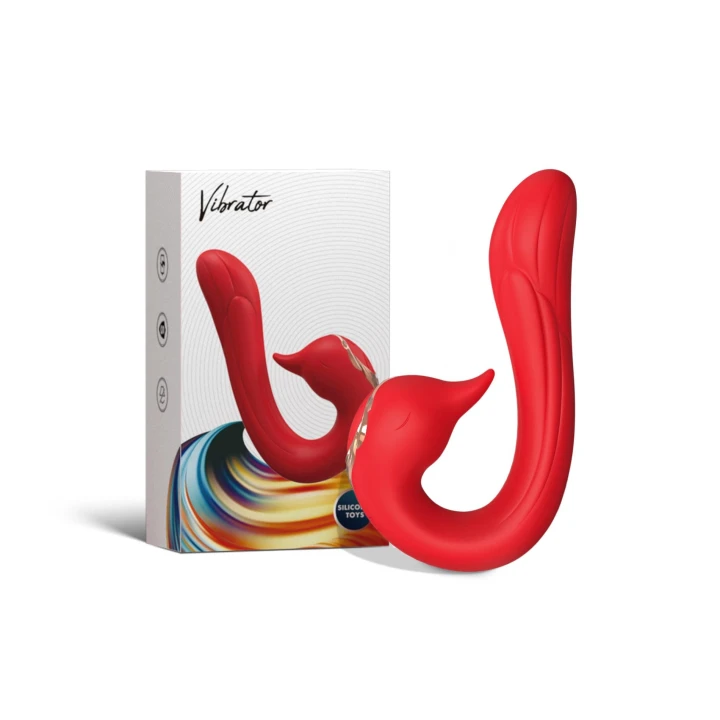 Wibrator do punktu G Swan Red, 20,4 cm, 9 funkcji wibracji, silikon medyczny