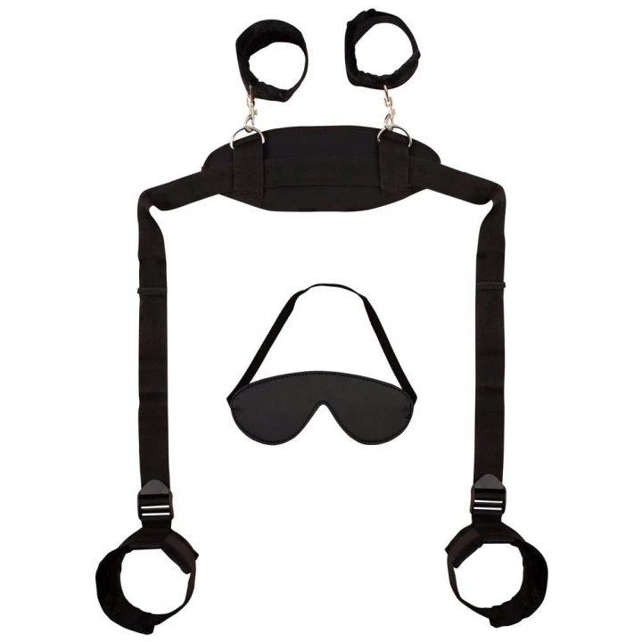 Restryktory na szyję, nadgarstki i kostki Bad Kitty, regulowane, zestaw z opaską na oczy