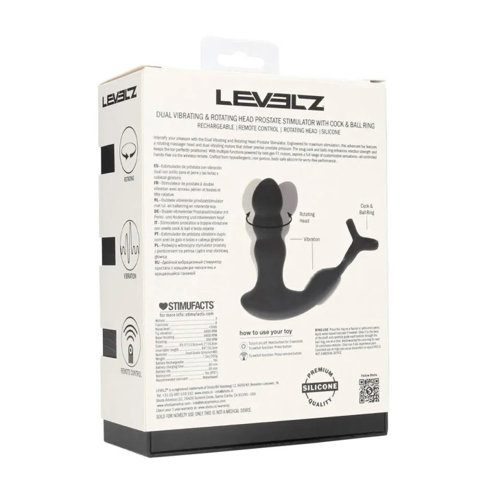 Stymulator prostaty z rotującą głowicą i podwójnymi wibracjami, silikonowy